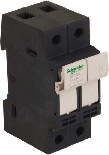 Schneider Electric - 2 Pole, 600 Volt, 32 Amp, DIN Rail Mount Fuse Holder - Compatible with 38mm Long x 35mm Wide and 10mm Diameter Fuse - All Tool & Supply