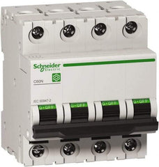 Schneider Electric - 40 Amp, 440 VAC, 4 Pole, DIN Rail Mounted Miniature Circuit Breaker - Magnetic Trip, Multiple Breaking Capacity Ratings, 18-2 AWG, 76mm Deep x 81mm High x 72mm Wide - All Tool & Supply