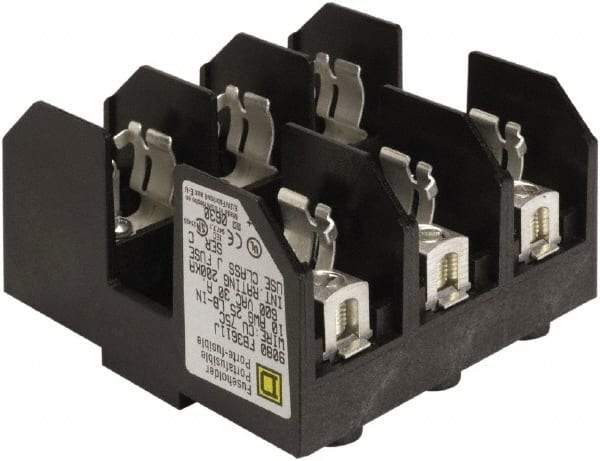 Square D - 3 Pole, 600 Volt, 30 Amp, DIN Rail Mount Fuse Holder - Compatible with J Class Fuse - All Tool & Supply