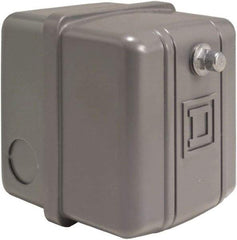 Square D - 1 NEMA Rated, DPST, 60 to 80 psi, Electromechanical, Snap Action Pressure and Level Switch - Adjustable Pressure, 460/575 VAC, 1/4 Inch Connector, Screw Terminal, For Use with Air Compressors, Power Circuits, Water Pumps - All Tool & Supply