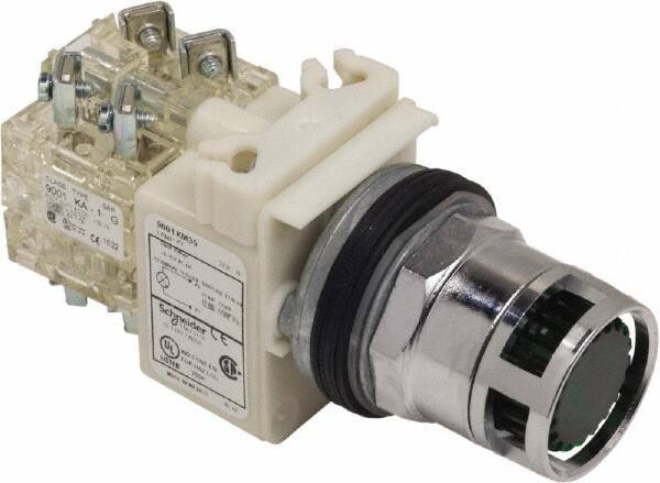 Schneider Electric - 30mm Mount Hole, Flush, Pushbutton Switch Only - Illuminated, Momentary (MO) - All Tool & Supply