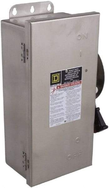 Square D - 100 Amp, 600 VAC/VDC, 3 Pole Nonfused Safety Switch - NEMA 12, 3, 3R, 4 & 4X, 40 hp at 600 VAC, 50 hp at 600 VDC (Single Phase), 100 hp at 600 VAC, 50 hp at 600 VDC (Triple Phase), ST Contact Form - All Tool & Supply