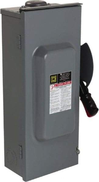 Square D - 100 Amp, 600 VAC/VDC, 3 Pole Nonfused Safety Switch - NEMA 3R, 40 hp at 600 VAC, 50 hp at 600 VDC (Single Phase), 100 hp at 600 VAC, 50 hp at 600 VDC (Triple Phase), 3PST Contact Form - All Tool & Supply