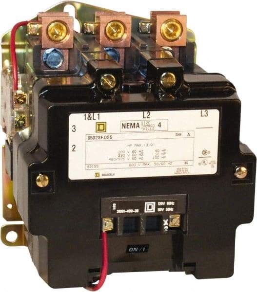 Square D - 2 Pole, 440 Coil VAC at 50 Hz and 480 Coil VAC at 60 Hz, 135 Amp NEMA Contactor - Open Enclosure, 50 Hz at 440 VAC and 60 Hz at 480 VAC - All Tool & Supply