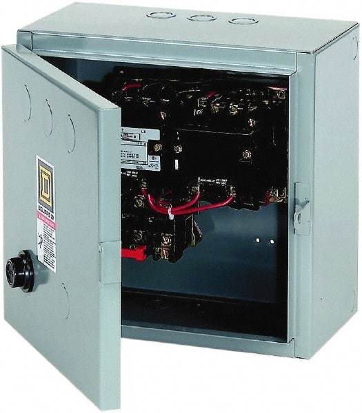 Square D - 110 Coil VAC at 50 Hz, 120 Coil VAC at 60 Hz, 18 Amp, Reversible Enclosed Enclosure NEMA Motor Starter - 3 Phase hp: 3 at 200 VAC, 3 at 230 VAC, 5 at 460 VAC, 5 at 575 VAC, 1 Enclosure Rating - All Tool & Supply