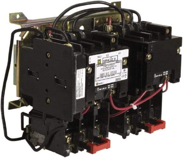 Square D - 110 Coil VAC at 50 Hz, 120 Coil VAC at 60 Hz, 135 Amp, NEMA Size 4, Nonreversible Open Enclosure NEMA Motor Starter - 1 Phase hp: 100 at 460-575 Volt, 40 at 200 Volt, 50 at 230 Volt, 75 at 380 Volt - All Tool & Supply