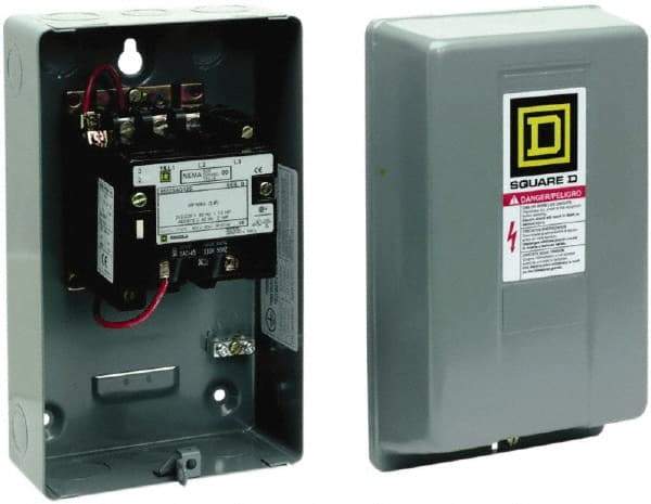 Square D - 3 Pole, 550 Coil VAC at 50 Hz and 600 Coil VAC at 60 Hz, 9 Amp NEMA Contactor - NEMA 1 Enclosure, 50 Hz at 550 Hz VAC and 60 Hz at 600 VAC - All Tool & Supply