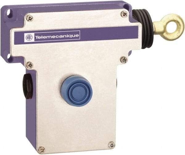 Telemecanique Sensors - 10 Amp, 2NO/2NC Configuration, Right Hand Operation, Rope Operated Limit Switch - Pushbutton Reset, Cable Pull, 300 VAC - All Tool & Supply