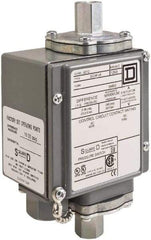 Square D - 4, 13 and 4X NEMA Rated, DPDT, 5,000 psi, Electromechanical Pressure and Level Switch - Adjustable Pressure, 120 VAC at 6 Amp, 125 VDC at 0.22 Amp, 240 VAC at 3 Amp, 250 VDC at 0.11 Amp, 1/4 Inch Connector, Screw Terminal, For Use with 9012G - All Tool & Supply