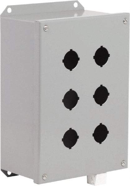 Schneider Electric - 6 Hole, 30mm Hole Diameter, Steel Pushbutton Switch Enclosure - 3, 13 NEMA Rated - All Tool & Supply