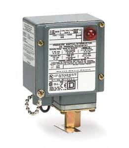 Square D - 4, 13 and 4X NEMA Rated, SPDT, 1 to 40 psi, Electromechanical Pressure and Level Switch - Fixed Pressure, 120 VAC at 6 Amp, 125 VDC at 0.22 Amp, 240 VAC at 3 Amp, 250 VDC at 0.27 Amp, 1/4 Inch Connector, Screw Terminal, For Use with 9012G - All Tool & Supply