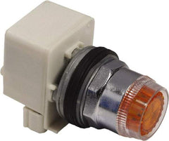 Schneider Electric - 1.18 Inch Mount Hole, Extended Straight, Pushbutton Switch Only - Round, Amber Pushbutton, Illuminated, Momentary (MO), Weatherproof, Dust and Oil Resistant - All Tool & Supply