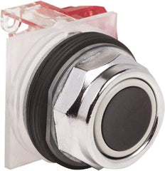 Schneider Electric - 30mm Mount Hole, Extended Straight, Pushbutton Switch with Contact Block - Black Pushbutton, Momentary (MO) - All Tool & Supply