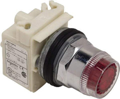 Schneider Electric - 1.18 Inch Mount Hole, Extended Straight, Pushbutton Switch Only - Round, Red Pushbutton, Illuminated, Momentary (MO), Weatherproof, Dust and Oil Resistant - All Tool & Supply