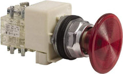 Schneider Electric - 30mm Mount Hole, Extended Mushroom Head, Pushbutton Switch Only - Round, Red Pushbutton, Nonilluminated, Maintained (MA), On-Off - All Tool & Supply