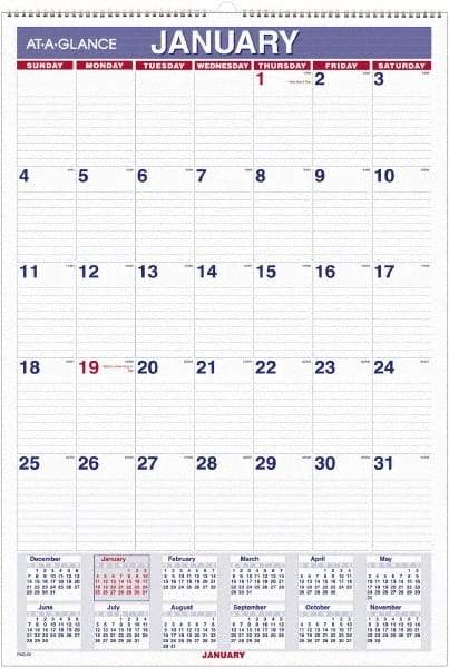 AT-A-GLANCE - 12 Sheet, 5-1/2 x 8-1/2", Wall Calendar - White - All Tool & Supply