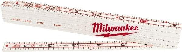 Milwaukee Tool - 6-1/2' Long, 1/100" Graduation, Folding Rule - 1-3/8" Wide, Composite Laminate - All Tool & Supply