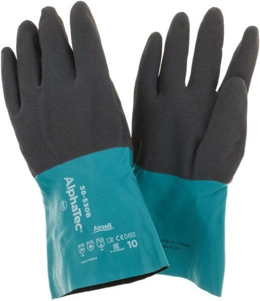 Ansell - 13 mil Thick, Chemical Resistant Gloves - Teal/Gray - All Tool & Supply