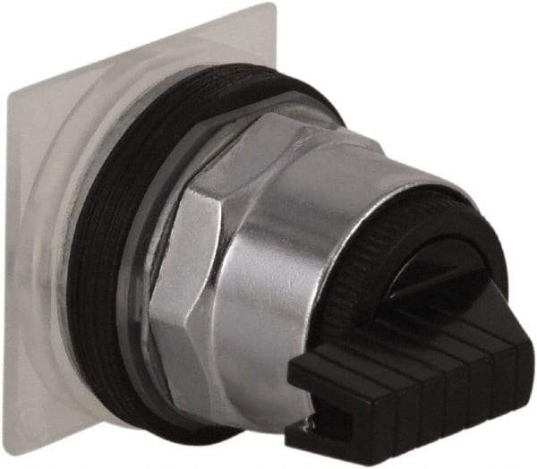 Schneider Electric - 30mm Mount Hole, 3 Position, Knob Operated, Selector Switch Only - Black, Momentary (MO), without Contact Blocks, Shock and Vibration Resistant - All Tool & Supply