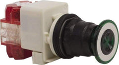 Schneider Electric - 30mm Mount Hole, Extended Straight, Pushbutton Switch with Contact Block - Green Pushbutton, Maintained (MA), Momentary (MO) - All Tool & Supply