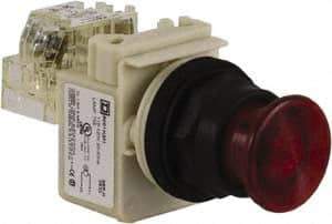 Schneider Electric - 30mm Mount Hole, Extended Straight, Pushbutton Switch with Contact Block - Red Pushbutton, Momentary (MO) - All Tool & Supply