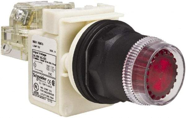 Schneider Electric - 30mm Mount Hole, Extended Straight, Pushbutton Switch with Contact Block - Red Pushbutton, Momentary (MO) - All Tool & Supply