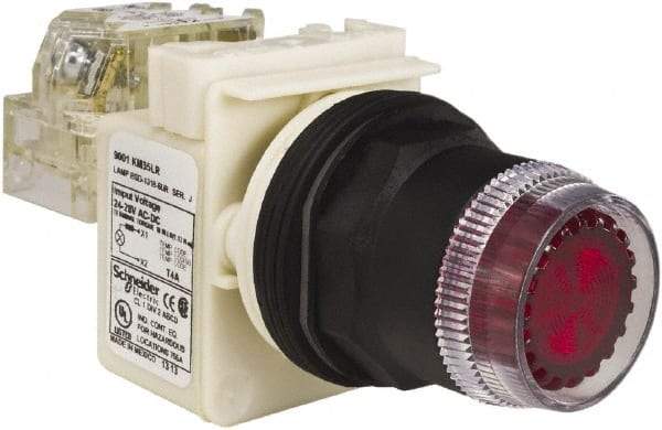 Schneider Electric - 30mm Mount Hole, Extended Straight, Pushbutton Switch with Contact Block - Red Pushbutton, Momentary (MO) - All Tool & Supply