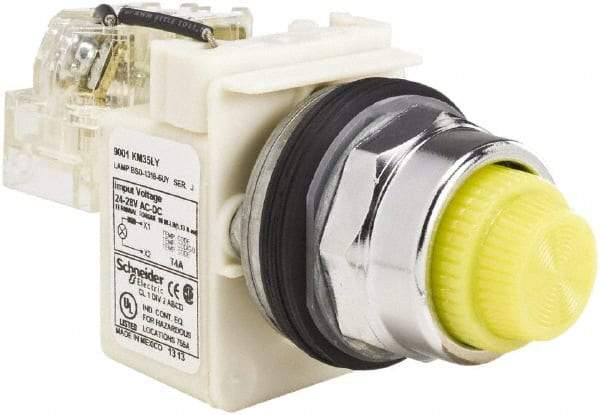 Schneider Electric - 120 VAC Yellow Lens LED Pilot Light - Round Lens, Screw Clamp Connector - All Tool & Supply