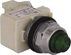 Schneider Electric - 24 V Green Lens LED Press-to-Test Indicating Light - Octagonal Lens, Screw Clamp Connector - All Tool & Supply