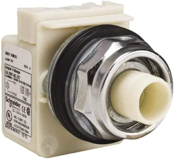 Schneider Electric - 1.18 Inch Mount Hole, Extended Straight, Pushbutton Switch Only - Round, Illuminated, Maintained (MA), Weatherproof, Dust and Oil Resistant - All Tool & Supply