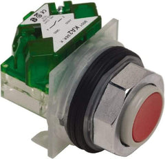 Schneider Electric - 30mm Mount Hole, Extended Straight, Pushbutton Switch with Contact Block - Red Pushbutton, Momentary (MO) - All Tool & Supply