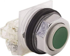 Schneider Electric - 30mm Mount Hole, Extended Straight, Pushbutton Switch with Contact Block - Green Pushbutton, Momentary (MO) - All Tool & Supply