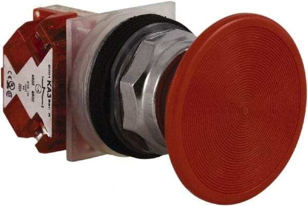 Schneider Electric - 30mm Mount Hole, Extended Straight, Pushbutton Switch with Contact Block - Red Pushbutton, Momentary (MO) - All Tool & Supply