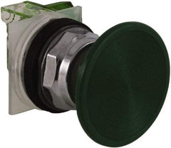 Schneider Electric - 30mm Mount Hole, Extended Straight, Pushbutton Switch with Contact Block - Green Pushbutton, Momentary (MO) - All Tool & Supply