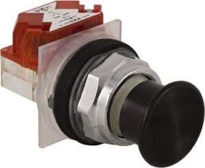 Schneider Electric - 30mm Mount Hole, Extended Straight, Pushbutton Switch with Contact Block - Black Pushbutton, Momentary (MO) - All Tool & Supply