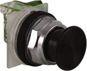 Schneider Electric - 30mm Mount Hole, Extended Straight, Pushbutton Switch with Contact Block - Black Pushbutton, Momentary (MO) - All Tool & Supply