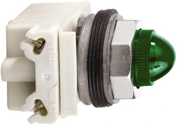 Schneider Electric - 120 V Green Lens Incandescent Pilot Light - Round Lens, Screw Clamp Connector - All Tool & Supply