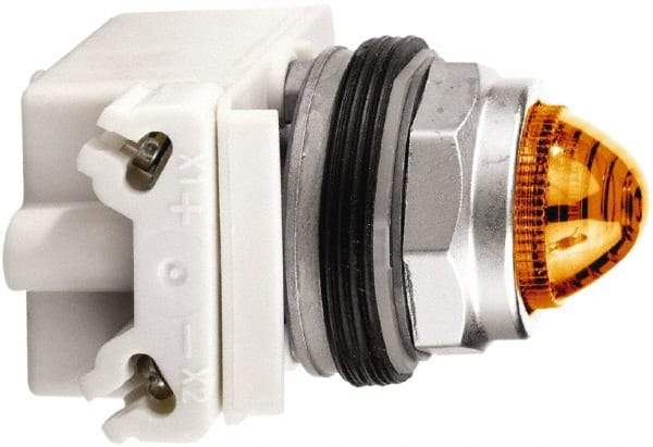 Schneider Electric - 120 V Amber Lens LED Pilot Light - Round Lens, Screw Clamp Connector - All Tool & Supply