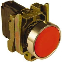 Schneider Electric - 22mm Mount Hole, Extended Straight, Pushbutton Switch with Contact Block - Round, Red Pushbutton, Momentary (MO) - All Tool & Supply