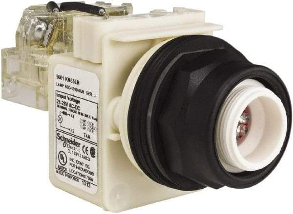 Schneider Electric - 28 V Red Lens LED Pilot Light - Round Lens, Screw Clamp Connector, 54mm OAL x 42mm Wide, Vibration Resistant - All Tool & Supply