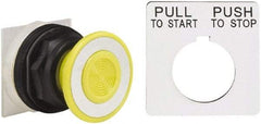 Schneider Electric - 30mm Mount Hole, Extended Mushroom Head, Pushbutton Switch Only - Round, Yellow Pushbutton, Momentary (MO) - All Tool & Supply