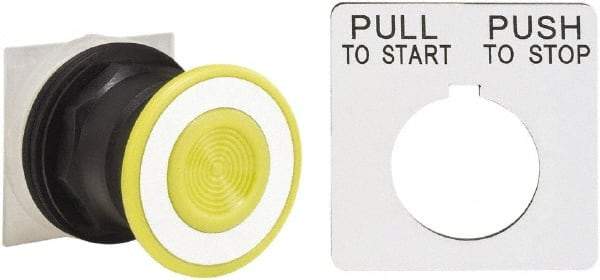 Square D - Extended Mushroom Head Pushbutton Switch Operator - Yellow, Round Button, Nonilluminated - All Tool & Supply