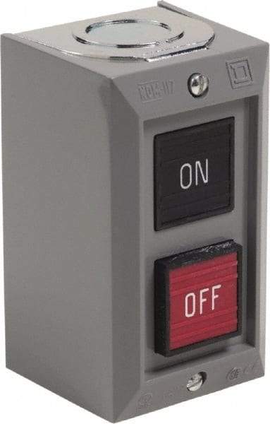 Schneider Electric - 2 Operator, Projecting Pushbutton Control Station - Off, On (Legend), Maintained Switch, 2NO Contact, NEMA 1 - All Tool & Supply