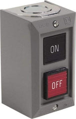 Schneider Electric - 2 Operator, Projecting Pushbutton Control Station - Off, On (Legend), Maintained Switch, 2NO Contact, NEMA 1 - All Tool & Supply