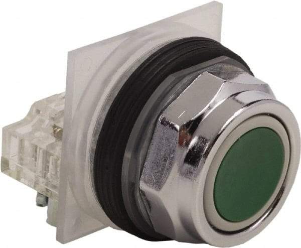 Schneider Electric - 30mm Mount Hole, Flush, Pushbutton Switch Only - Round, Green Pushbutton, Nonilluminated, Momentary (MO) - All Tool & Supply