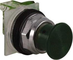 Schneider Electric - 30mm Mount Hole, Extended Straight, Pushbutton Switch with Contact Block - Green Pushbutton, Momentary (MO) - All Tool & Supply