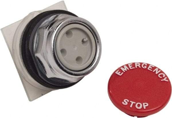 Schneider Electric - 1.18 Inch Mount Hole, Extended Straight, Pushbutton Switch Only - Round, Red Pushbutton, Momentary (MO), Weatherproof, Dust and Oil Resistant - All Tool & Supply