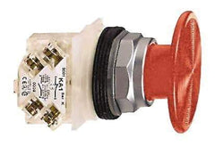 Schneider Electric - 30mm Mount Hole, Extended Mushroom Head, Pushbutton Switch with Contact Block - Round, Red Pushbutton, Momentary (MO) - All Tool & Supply