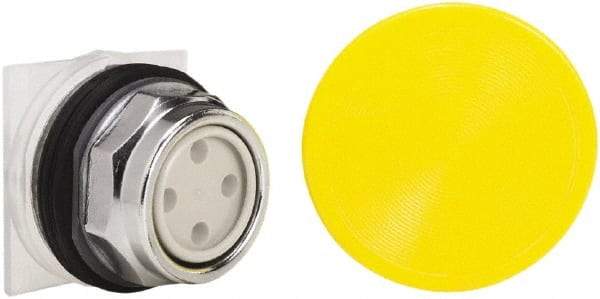 Schneider Electric - 1.18 Inch Mount Hole, Extended Straight, Pushbutton Switch Only - Round, Yellow Pushbutton, Momentary (MO), Weatherproof, Dust and Oil Resistant - All Tool & Supply