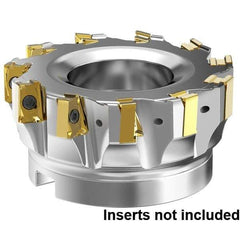 Kennametal - 9 Inserts, 3" Cut Diam, 1" Arbor Diam, 15.5mm Max Depth of Cut, Indexable Square-Shoulder Face Mill - 0° Lead Angle, 1-3/4" High, LNGU15T608SRGE Insert Compatibility, Through Coolant, Series MILL 4-15 - All Tool & Supply